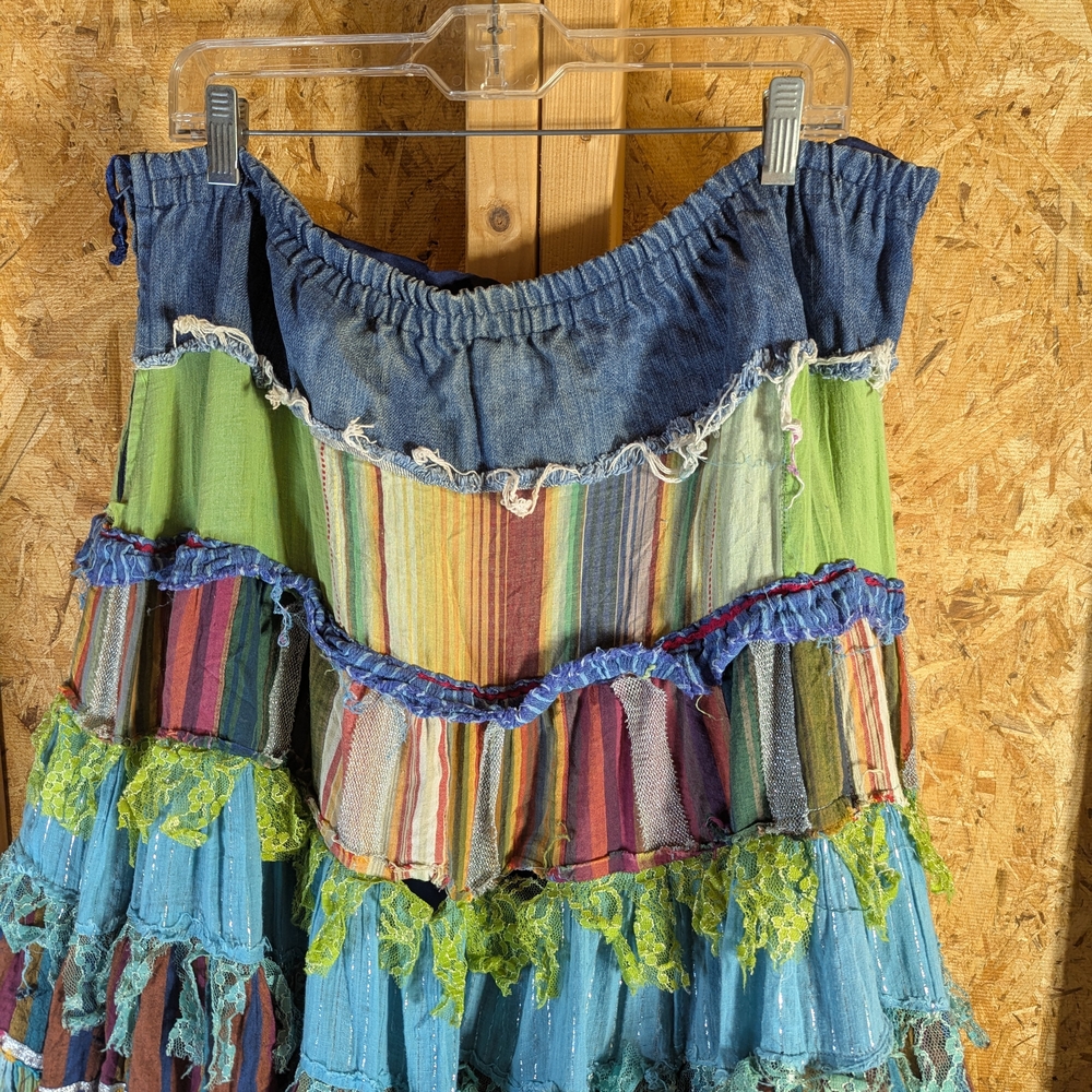 Colorful Bohemian Patchwork Skirt - image 7